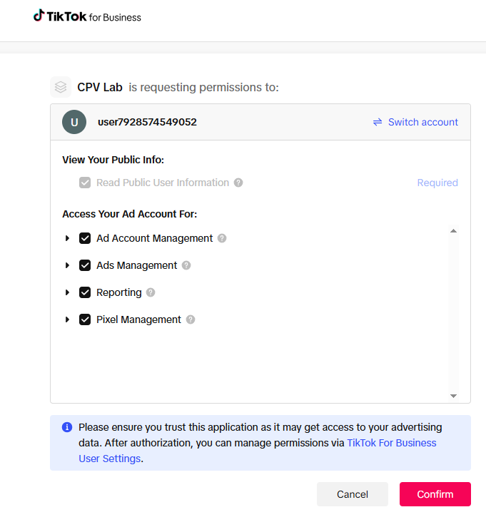  TikTok Ads confirm CPV Lab integration