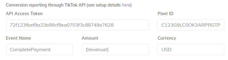 Tiktok API currency setup