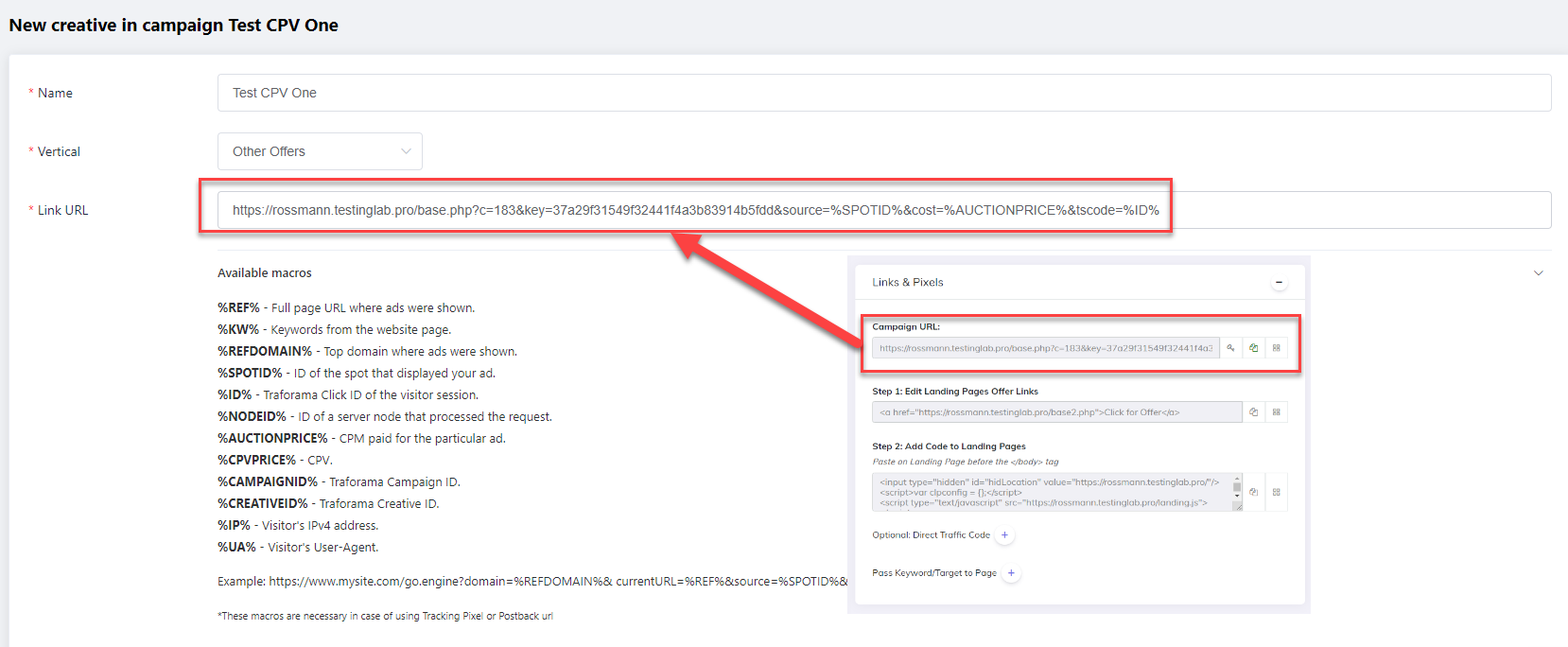  Traforama campaign URL