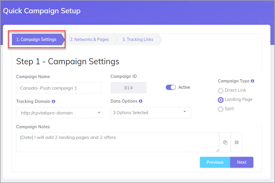 CPV Lab Pro - self hosted affiliate tracker (Quick Campaign Setup)